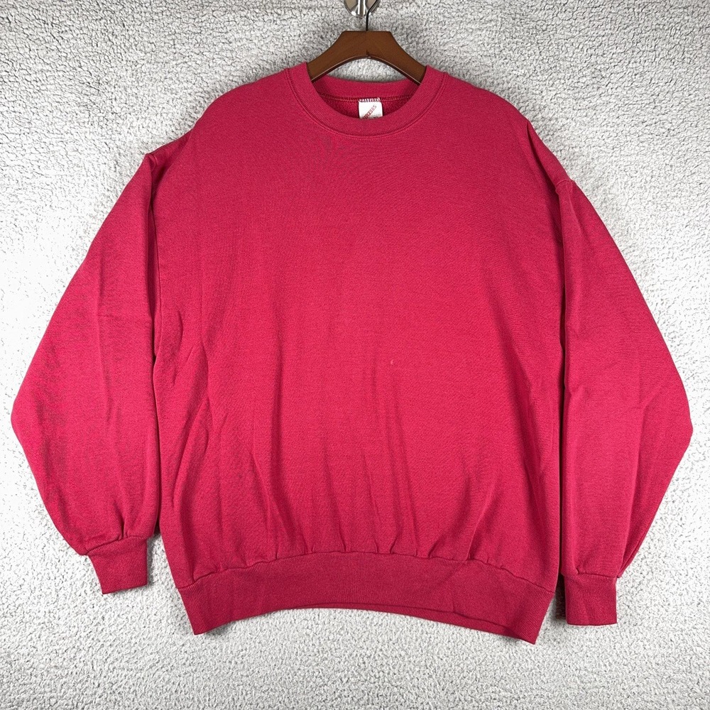 Vintage 90s Jerzees Blank Crewneck Sweatshirt Mens XL Red Made in USA Russell